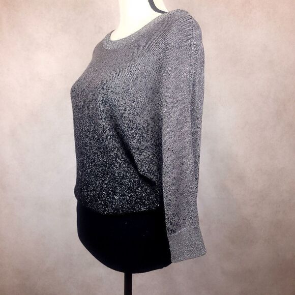Alyx Grey Black Metalic Gradient Ombre Sweater Dolman Sleeve Size Medium - Picture 2 of 8
